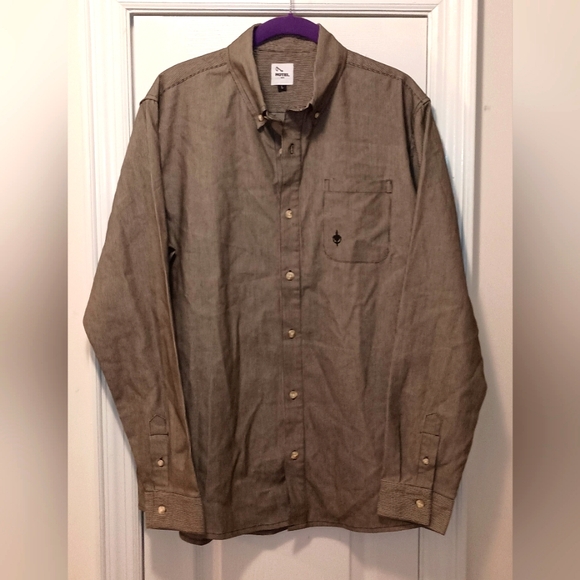 Hotel 1171 Men's Black Tan strip long sleeve Shirt size Large NWT - Picture 1 of 10